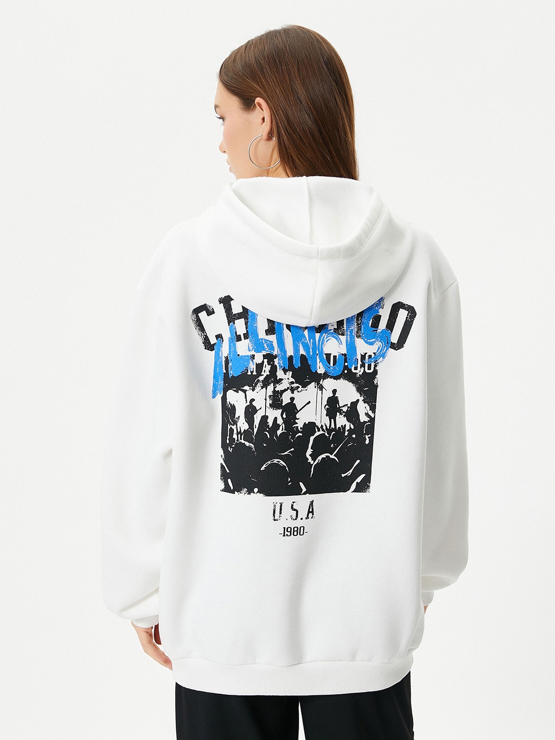 

Koton Typography Printed Hooded Pullover, White