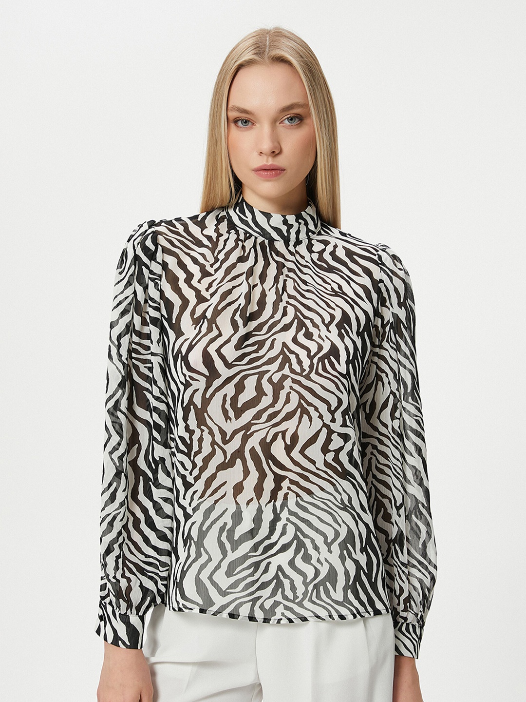 

Koton Animal Printed High Neck Top, Black