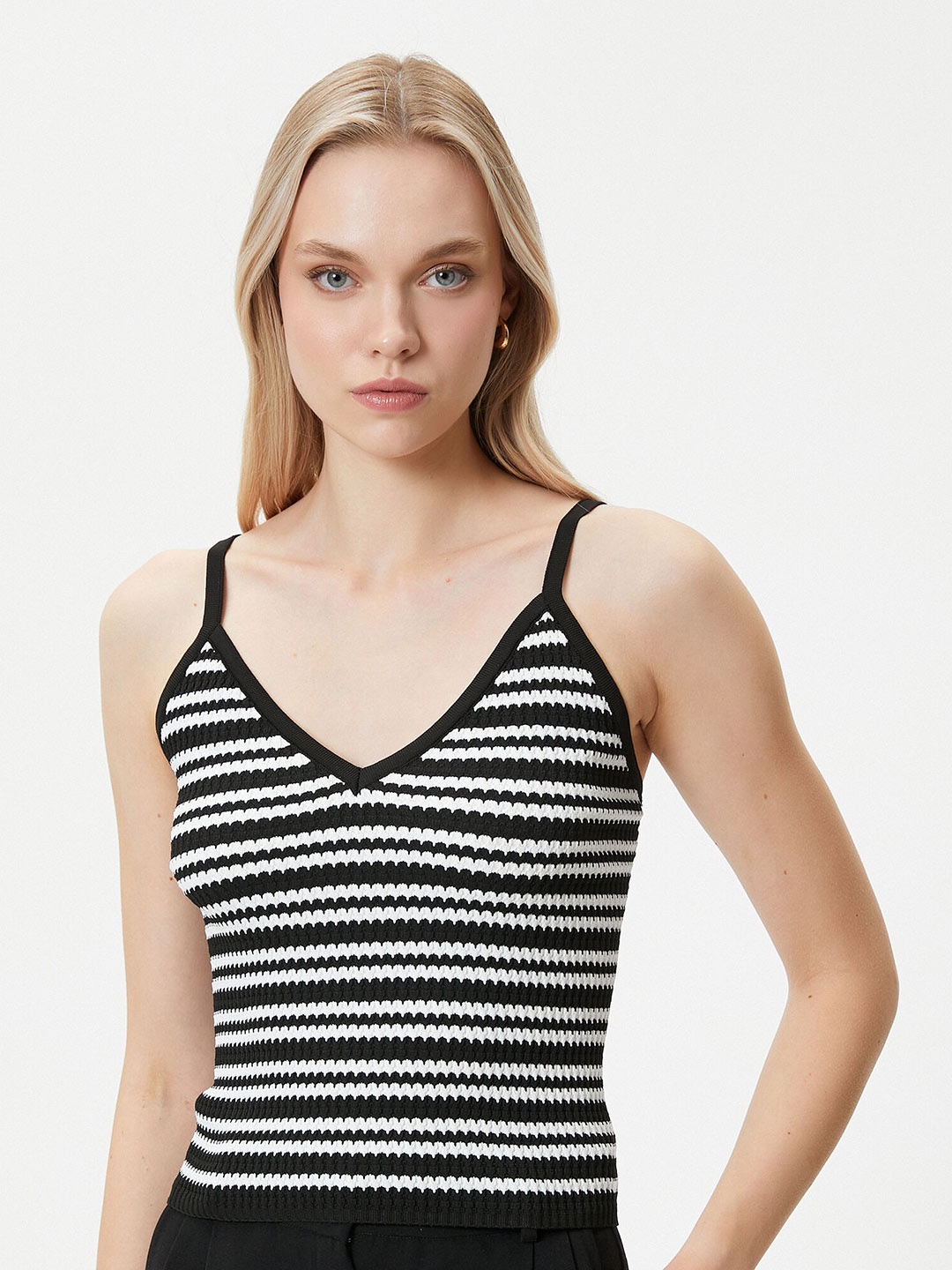 

Koton Horizontal Stripes Top, Black