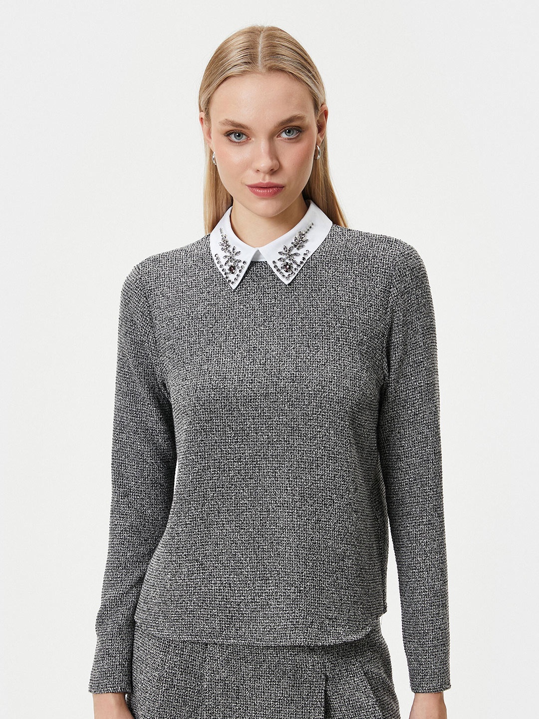 

Koton Shirt Collar Top, Black