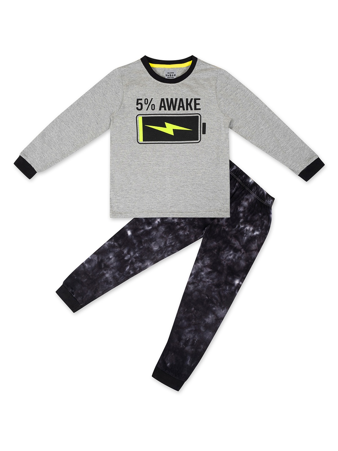 BAESD Kids Typography Printed Pure Cotton Night suits, Grey