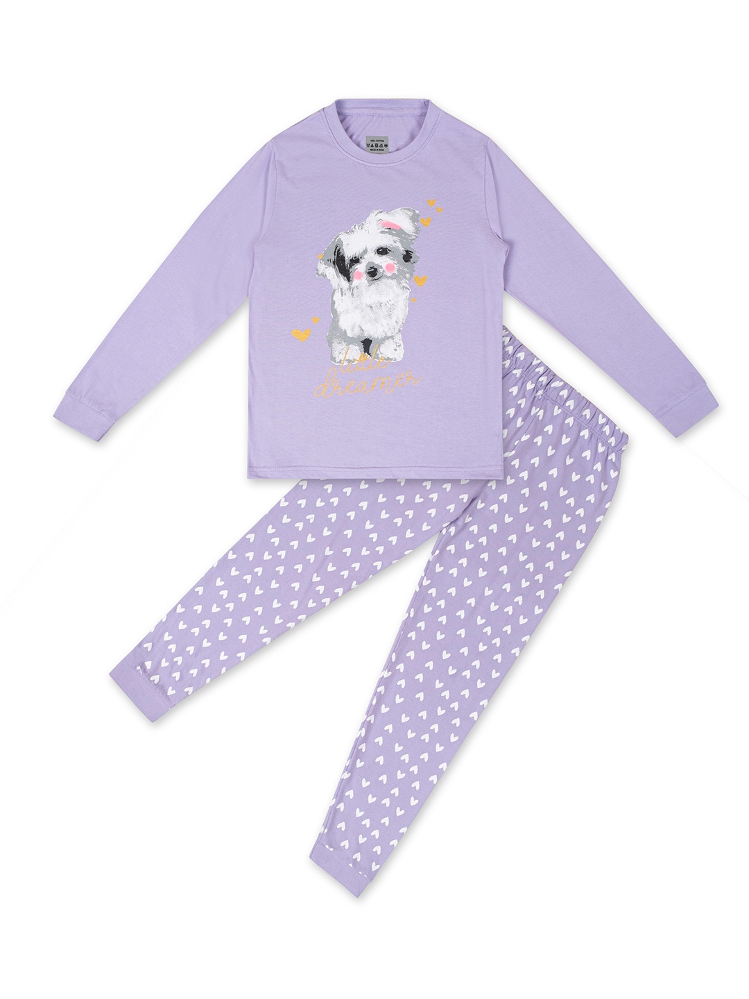 

BAESD Kids Graphic Printed Pure Cotton Night suit, Lavender