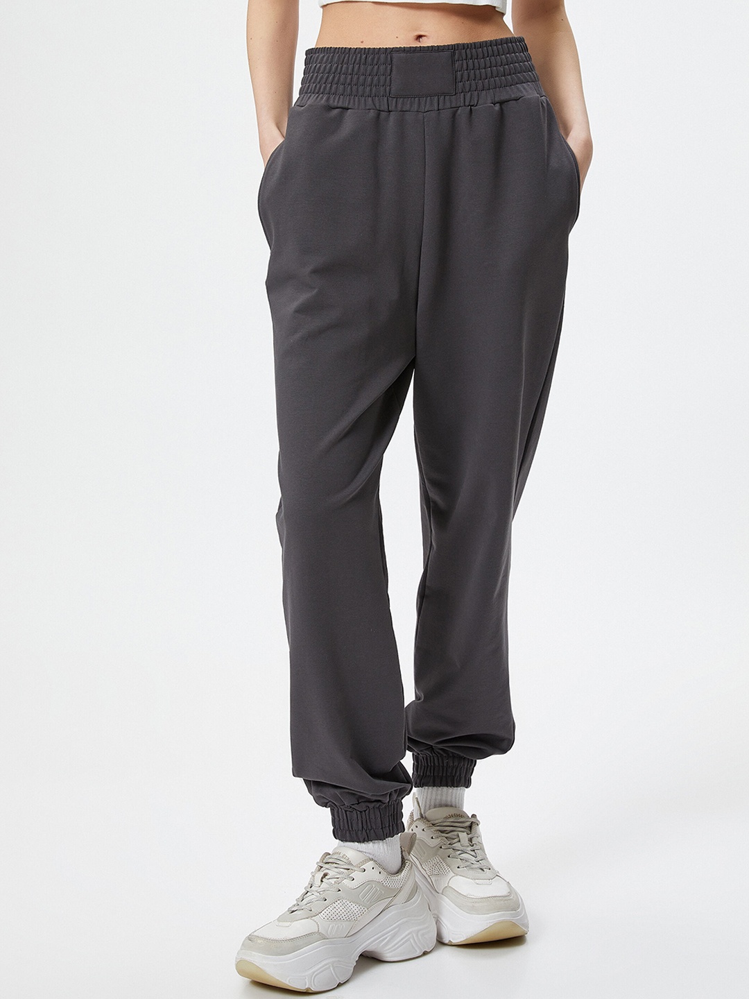 

Koton Women Mid-Rise Joggers, Charcoal