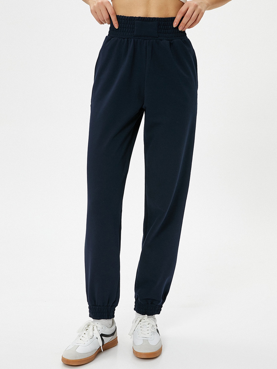 

Koton Women Mid-Rise Joggers, Navy blue