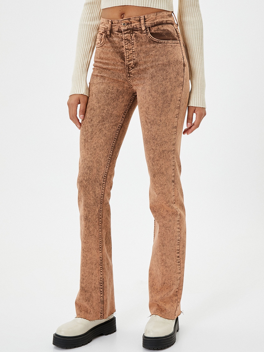 

Koton Women Abstract Printed Regular Trousers, Brown