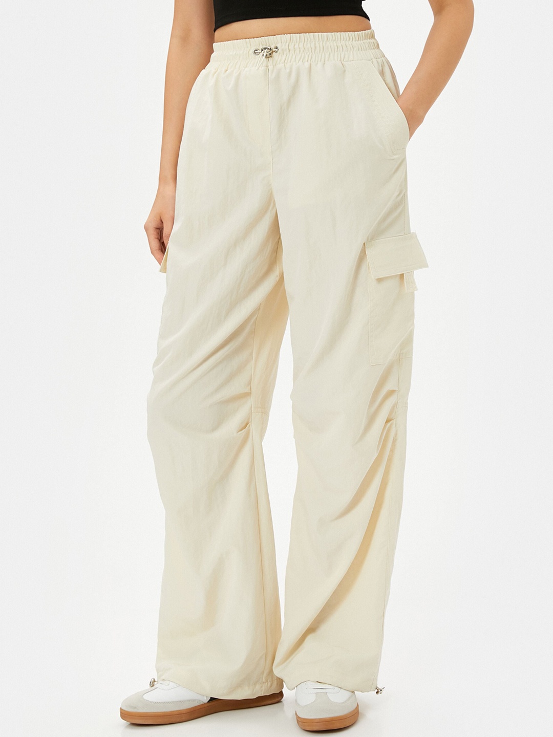 

Koton Women Mid-Rise Cargos Trousers, Beige