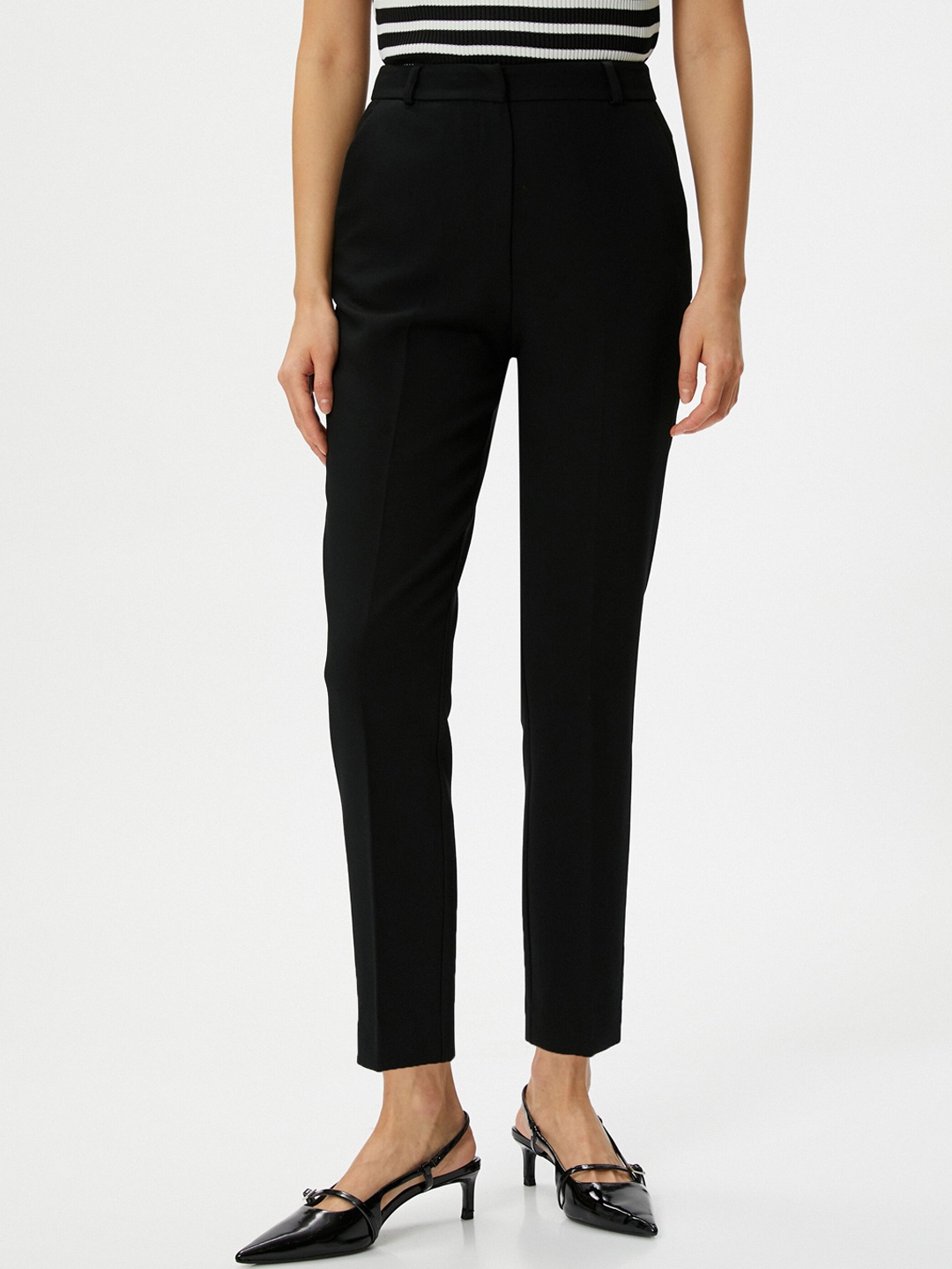 

Koton Women Mid Rise Trousers, Black