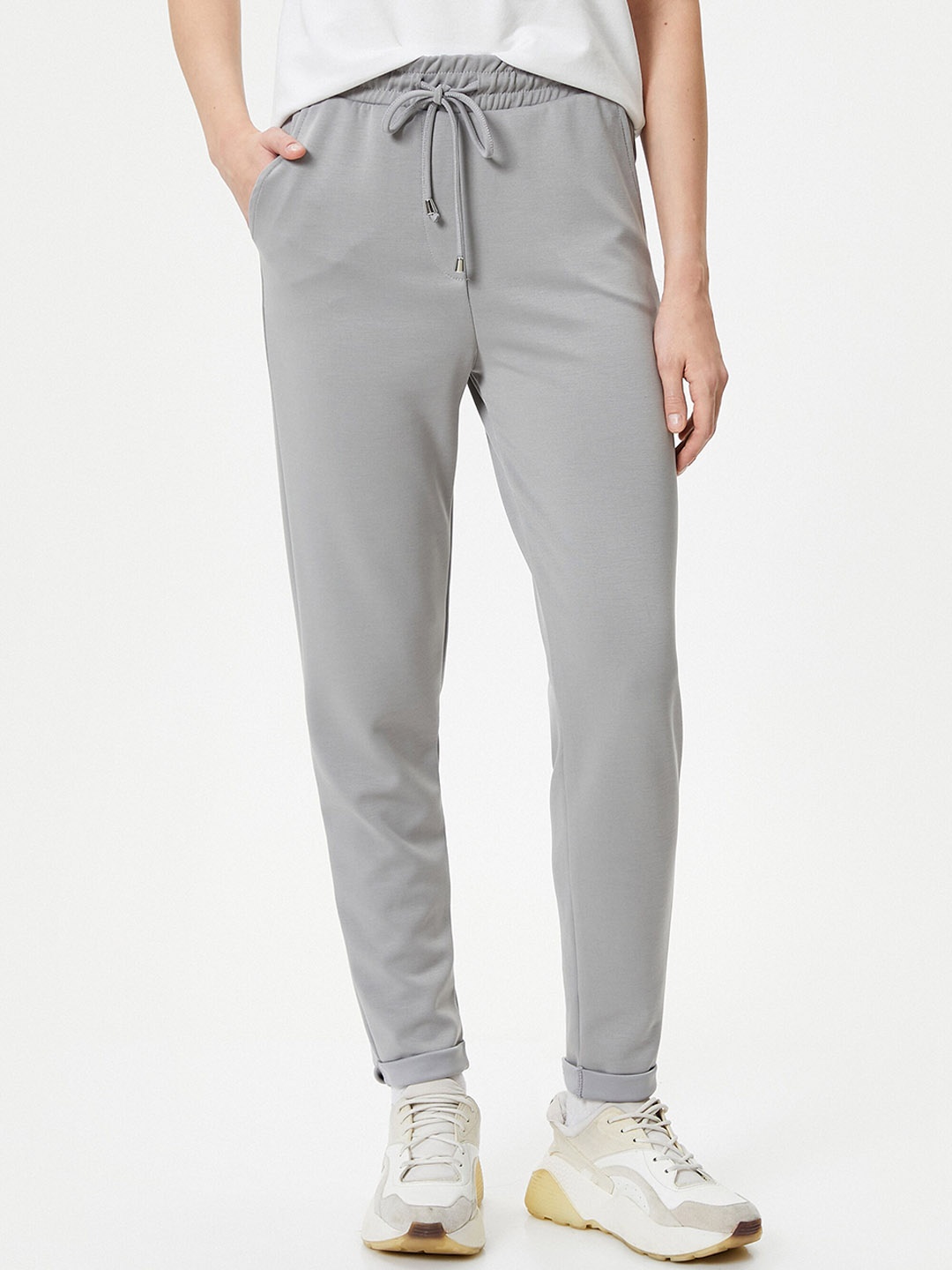 

Koton Women Mid-Rise Regular Trousers, Grey