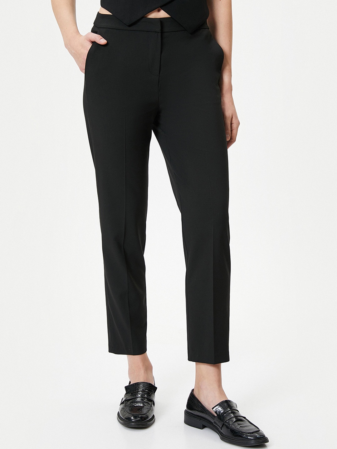 

Koton Women Mid Rise Trousers, Black