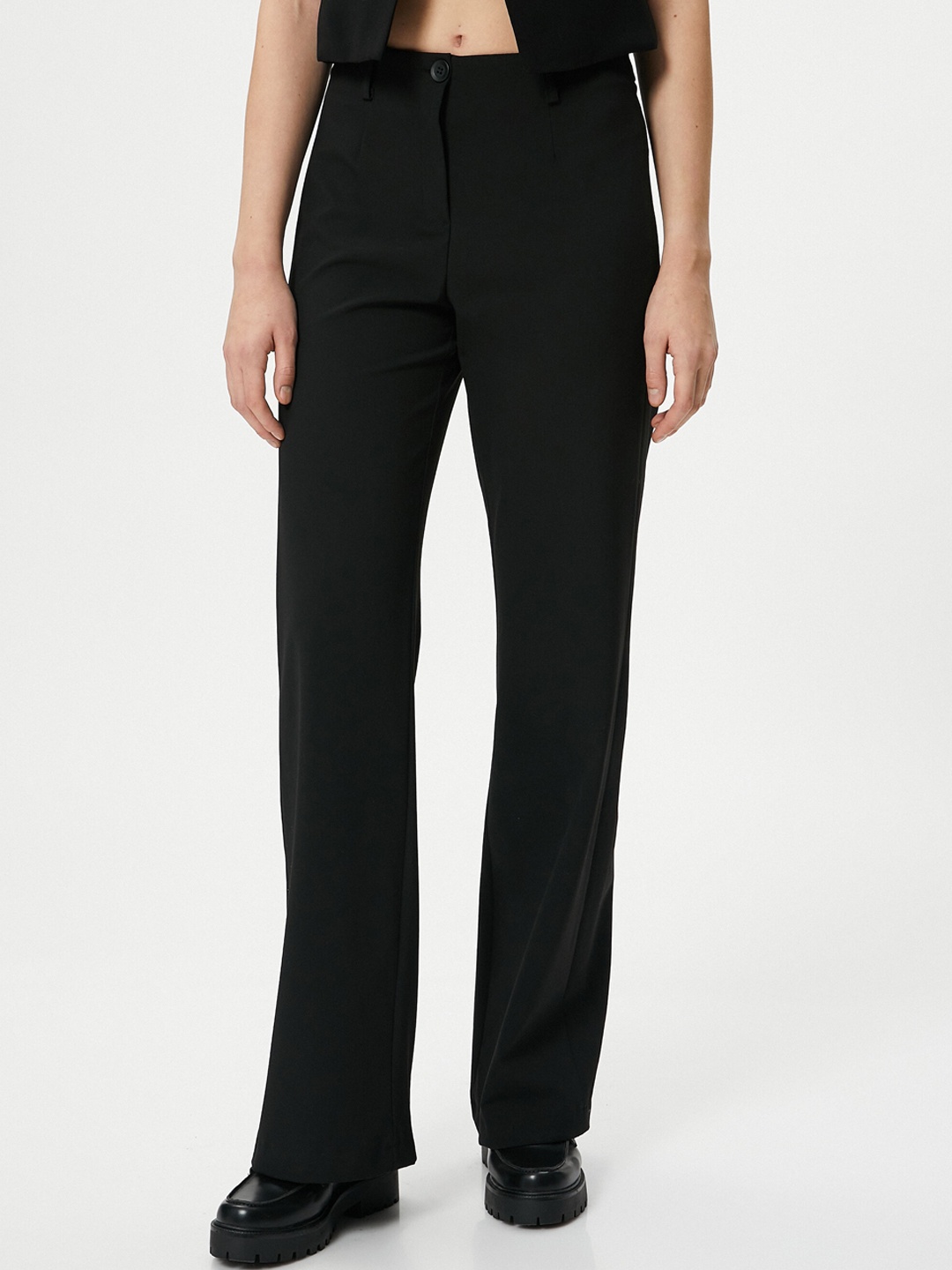 

Koton Women Mid Rise Trousers, Black