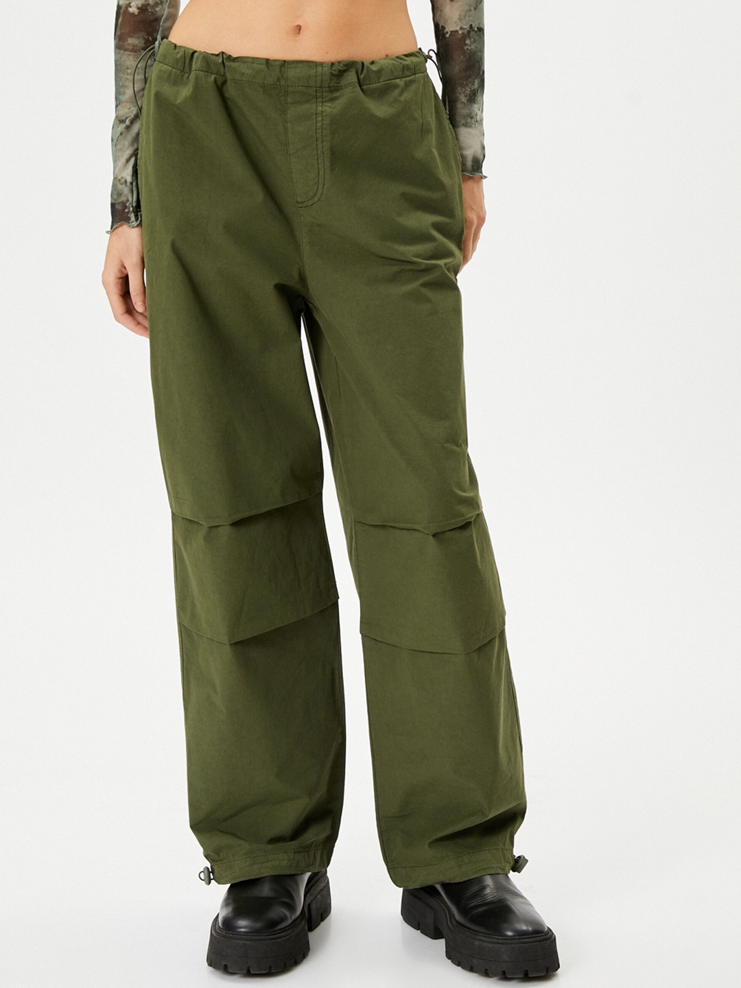 

Koton Women Mid-Rise Pure Cotton Trousers, Khaki