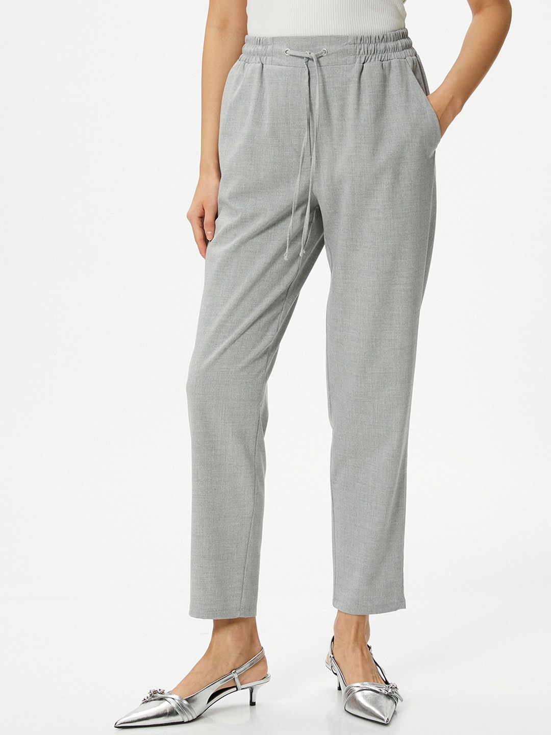 

Koton Women Mid-Rise Peg Trousers, Grey