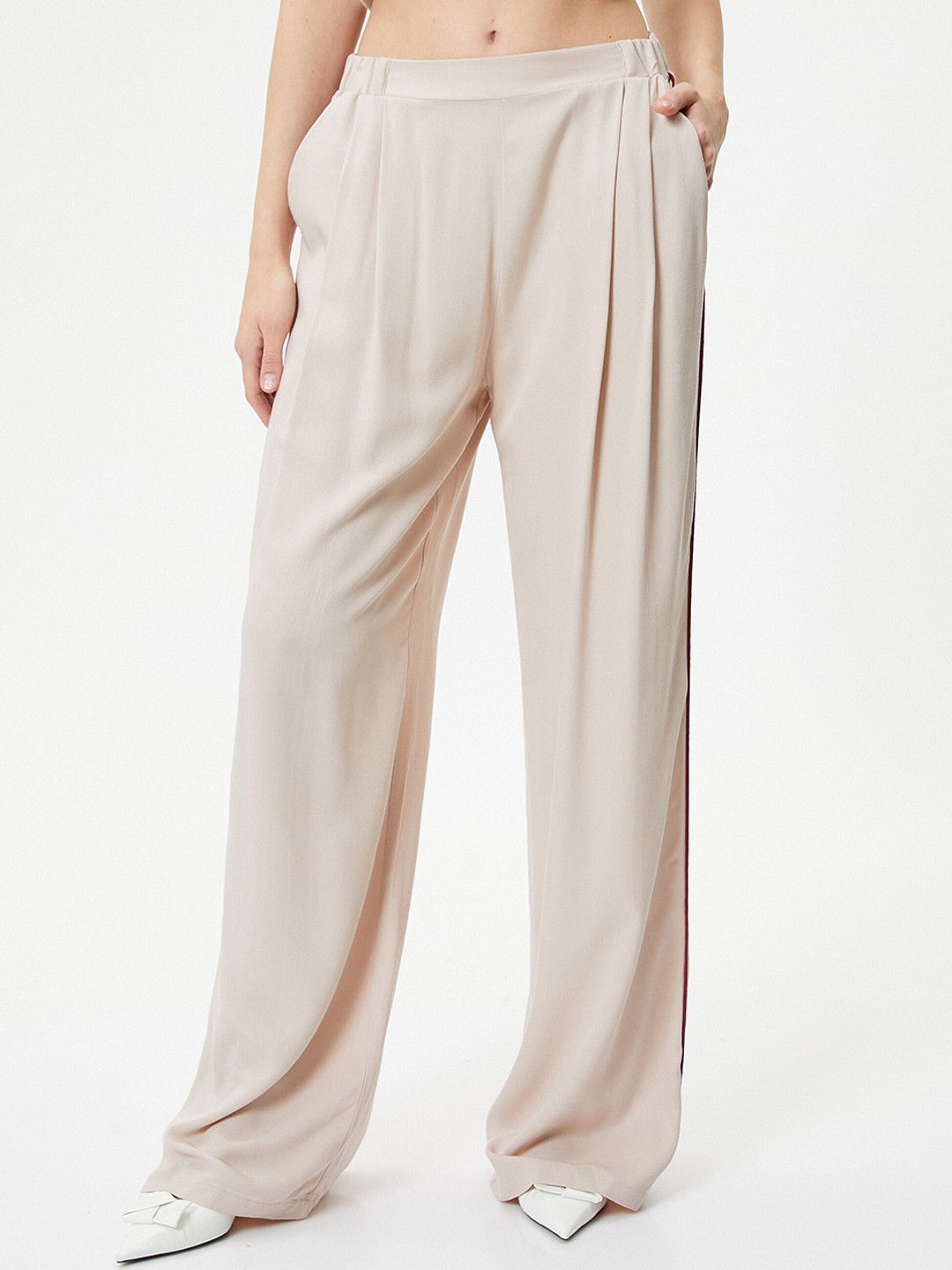 

Koton Women Mid-Rise Parallel Trousers, Beige