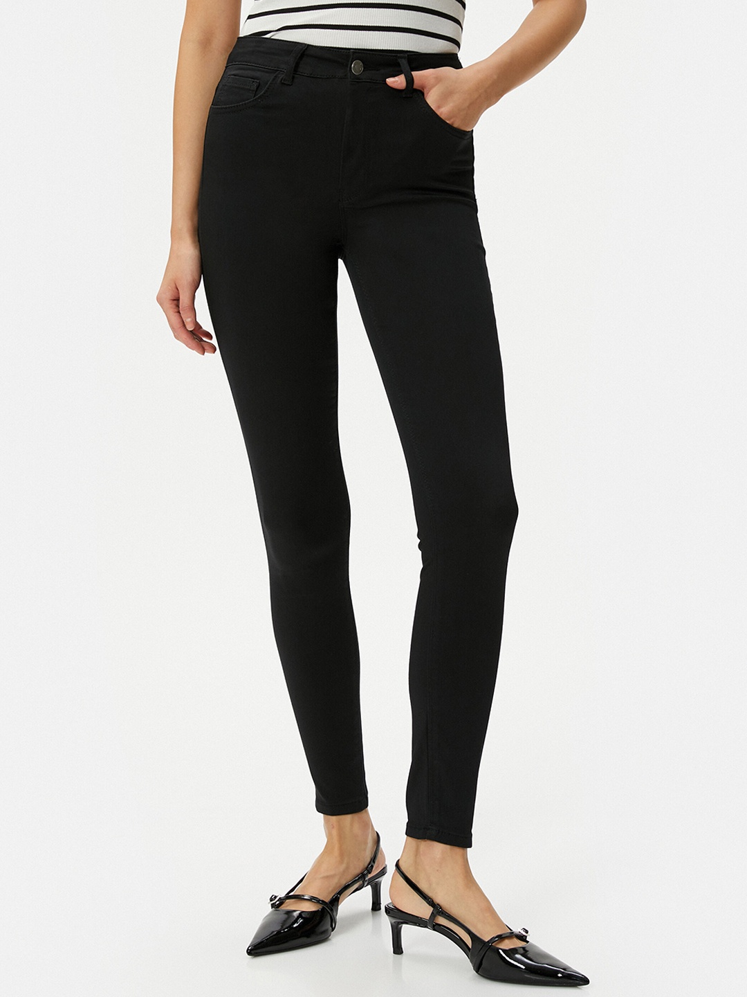 

Koton Women Mid-Rise Trousers, Black