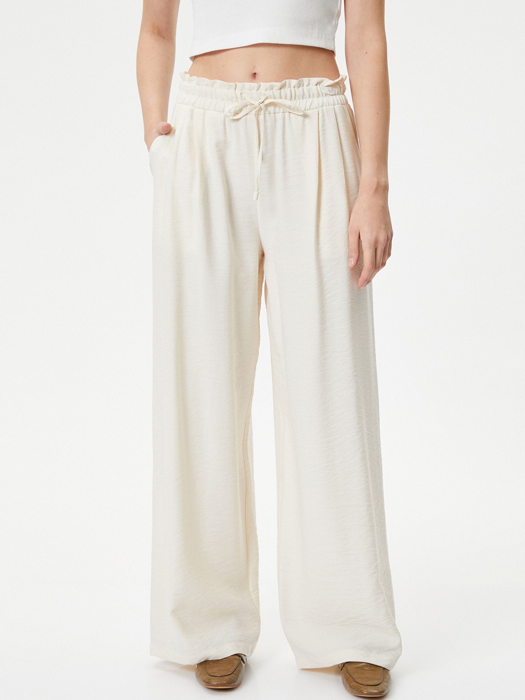 

Koton Women Mid-Rise Parallel Trousers, Beige