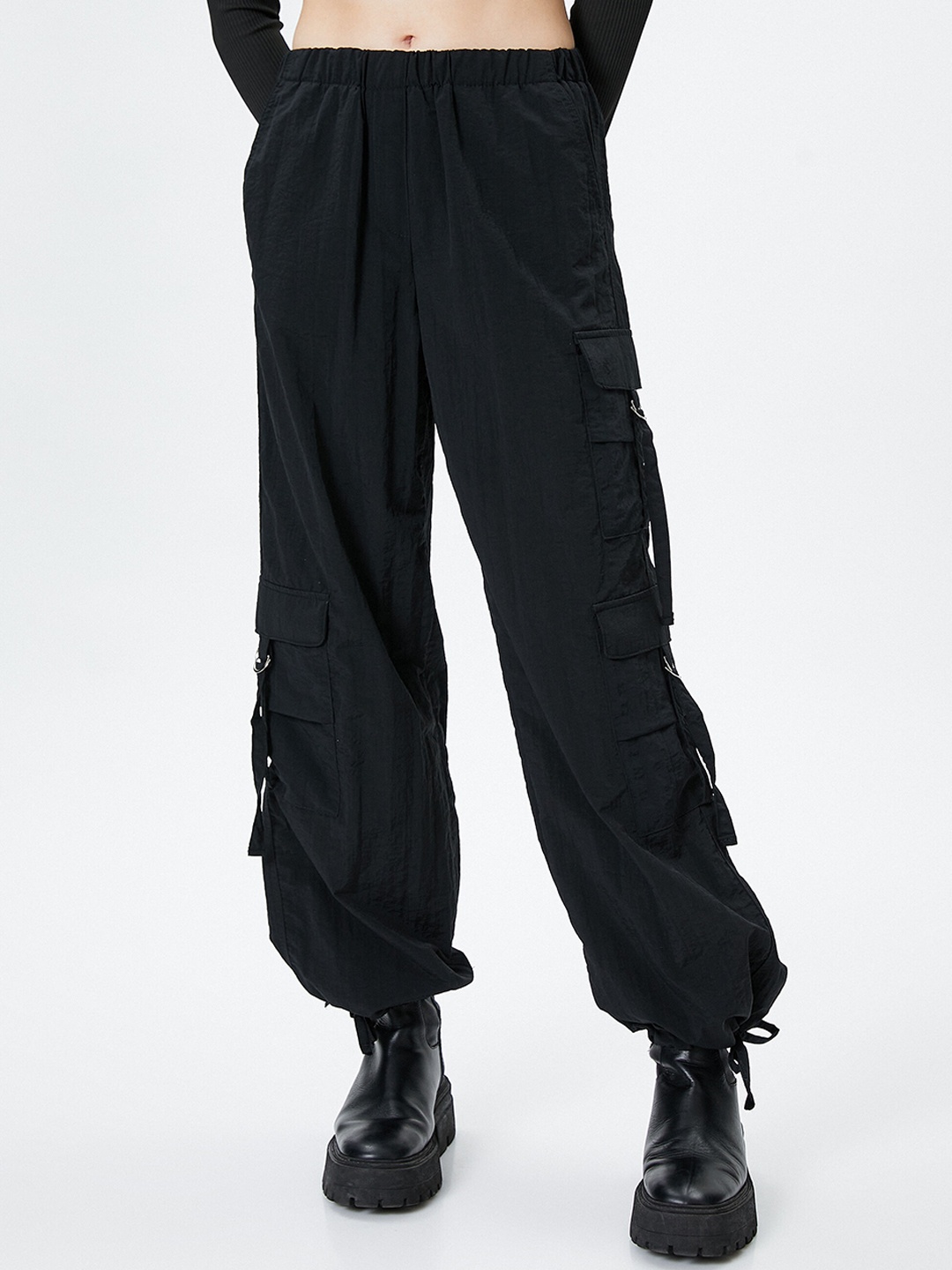 

Koton Women Mid Rise Cargos, Black