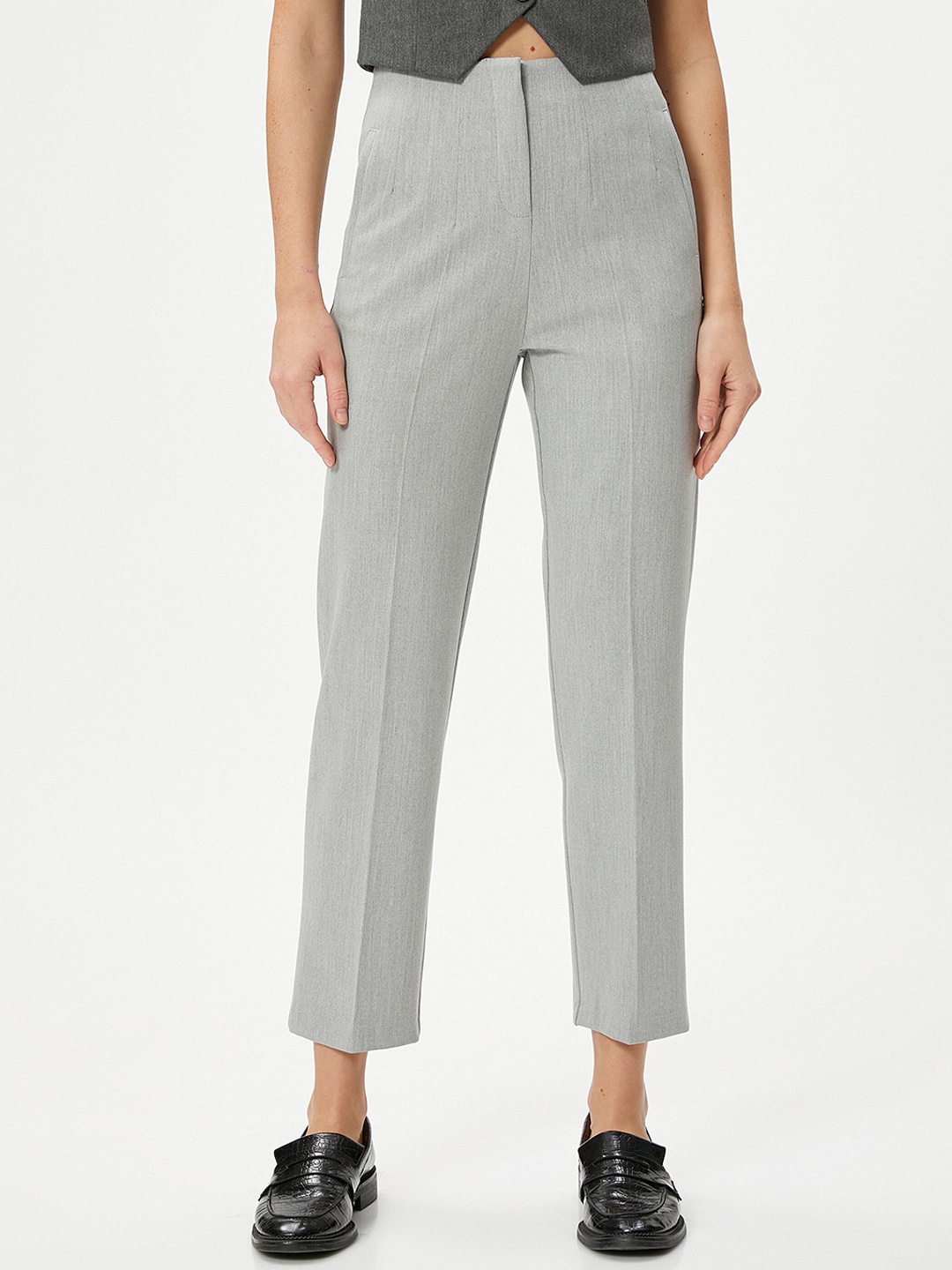 

Koton Women Mid Rise Cropped Trousers, Grey