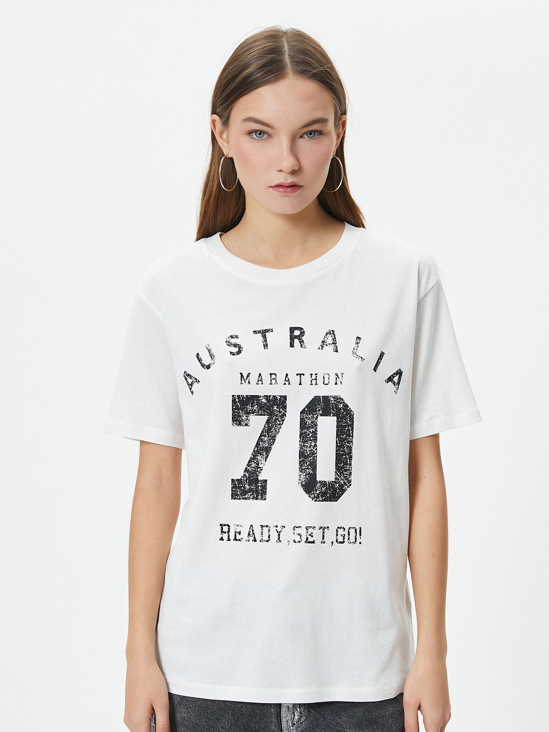

Koton Typography Printed Pure Cotton T-shirt, White