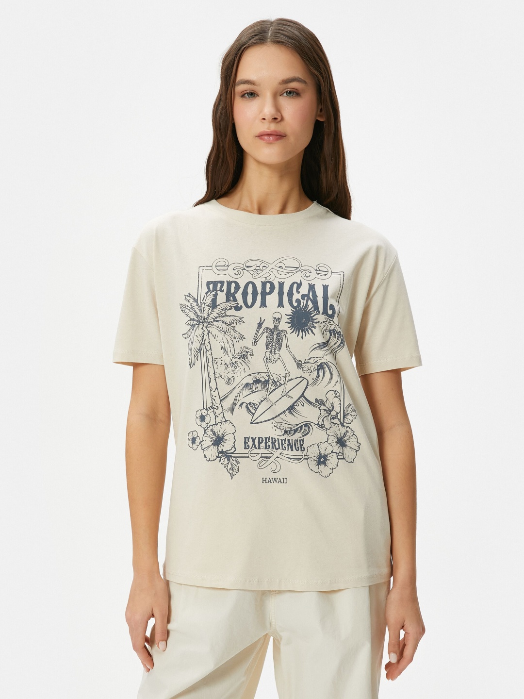 

Koton Typography Printed Pure Cotton T-shirt, Beige