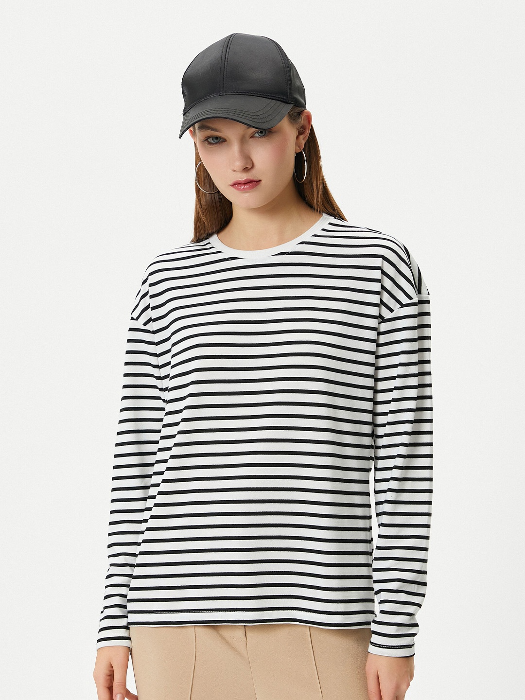 

Koton Striped Round Neck T-Shirt, White