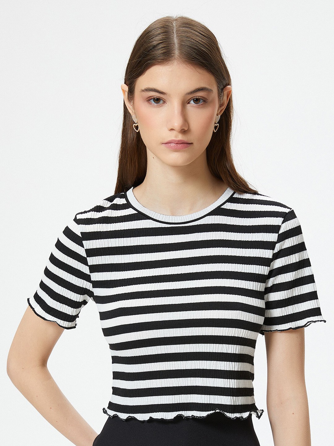 

Koton Striped Casual T-shirt, Black