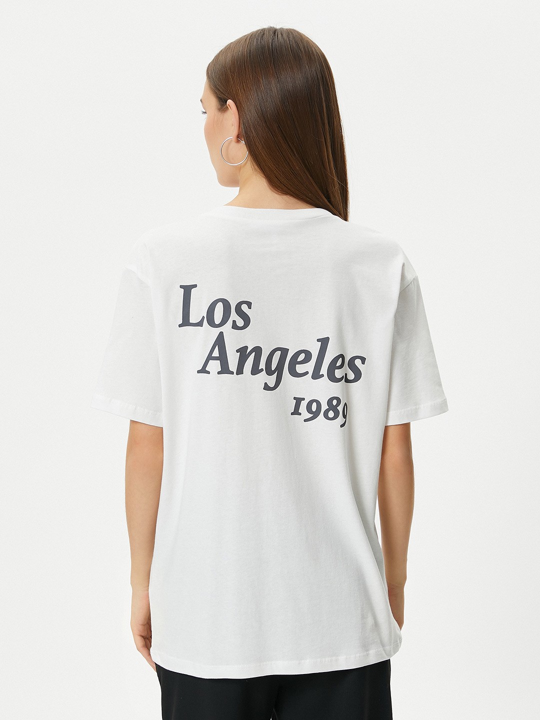 

Koton Typography Printed Drop-Shoulder Sleeves Pure Cotton Casual T-shirt, Beige