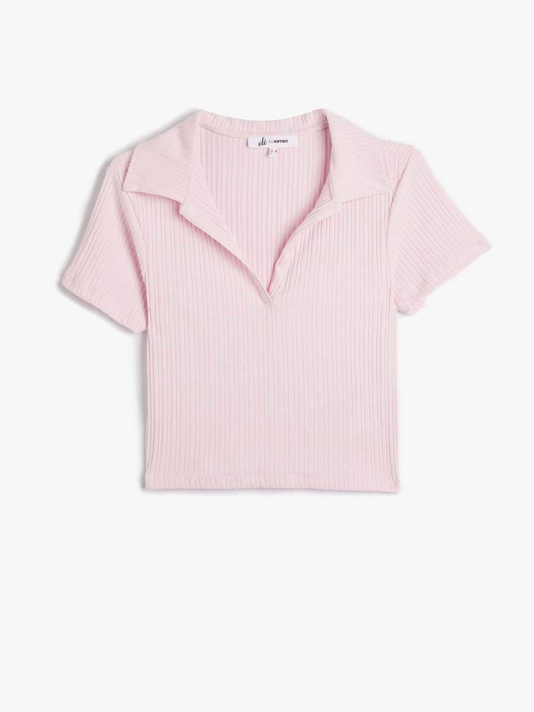 

Koton Self Design Polo Collar Casual T-shirt, Pink