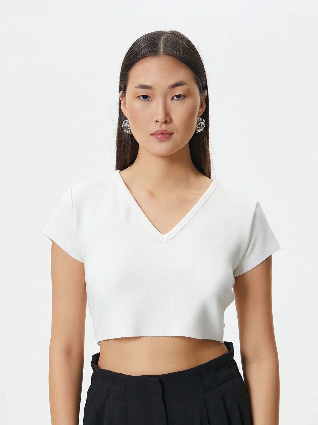 

Koton V-Neck Crop Top, White