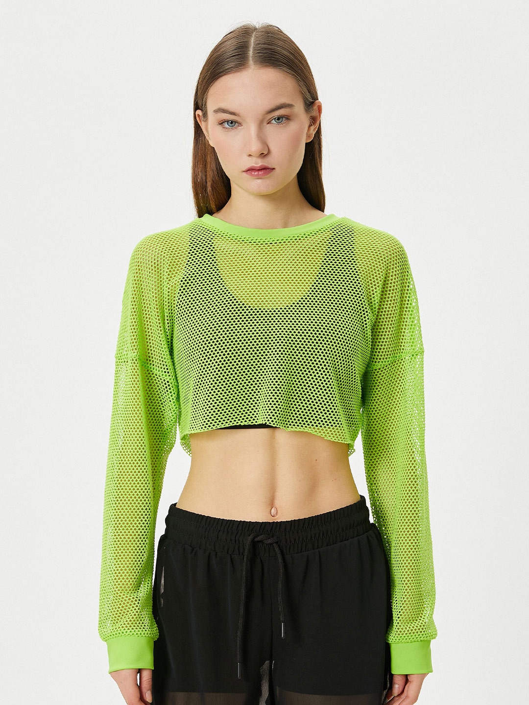 

Koton Self Design Crop T-shirt, Green