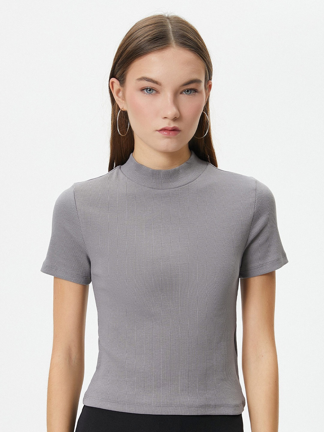 

Koton Round Neck Short Sleeves T-shirt, Grey