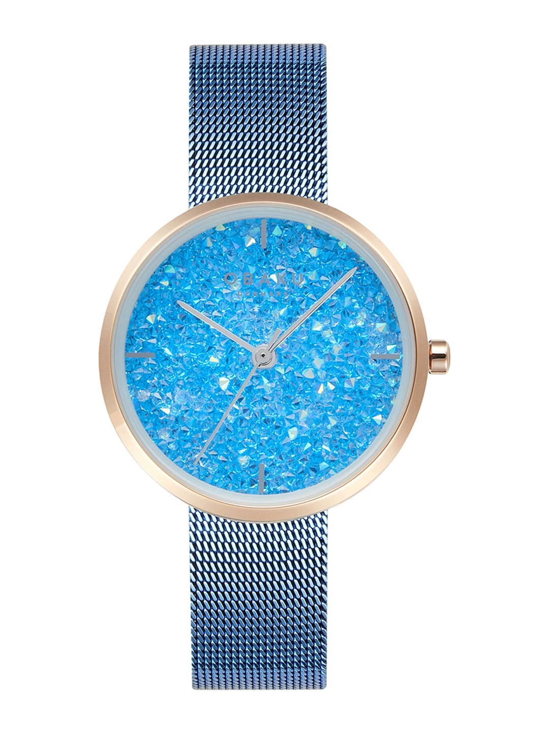 

Obaku Glimmer Lightblue Women Embellished Dial & Textured Straps Analogue Watch V289LHVMMA, Blue