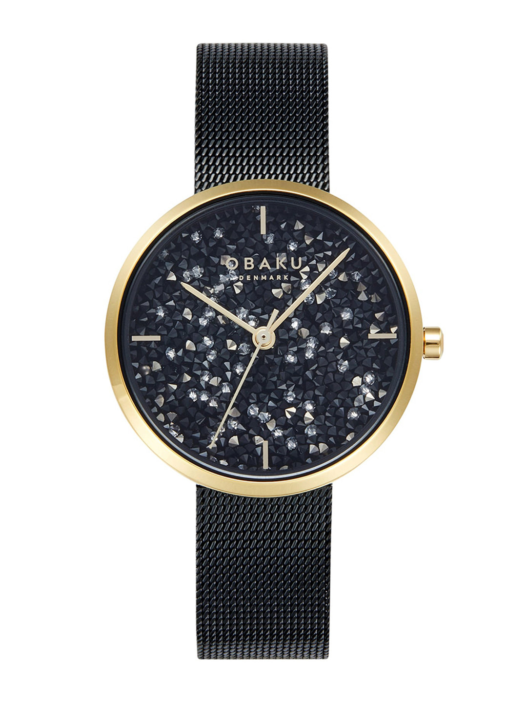 

Obaku Glimmer Medallion Women Embellished Dial & Textured Straps Analogue Watch V289LHGBMB, Black