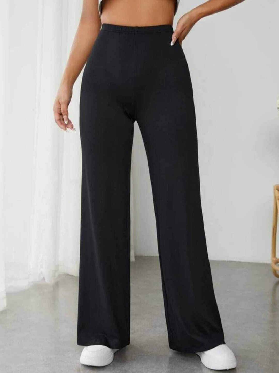 

BROADSTAR Women Smart Straight Fit High-Rise Lyocell Easy Wash Trouser, Black