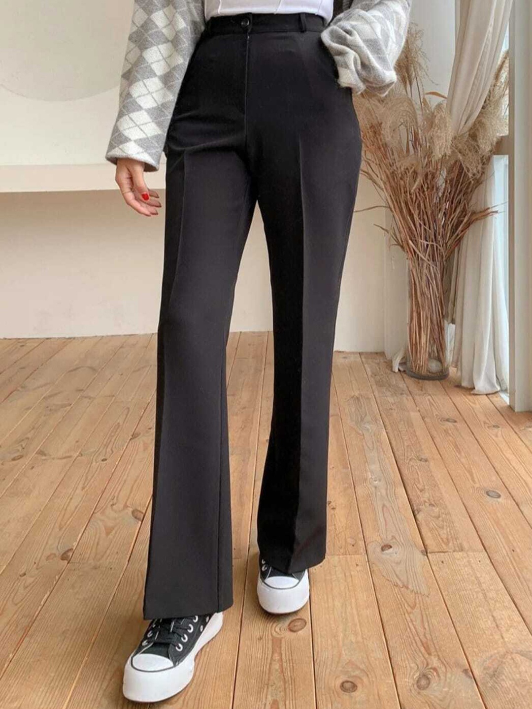 

BROADSTAR Women Smart Loose Fit High-Rise Easy Wash Lyocell Trouser, Black