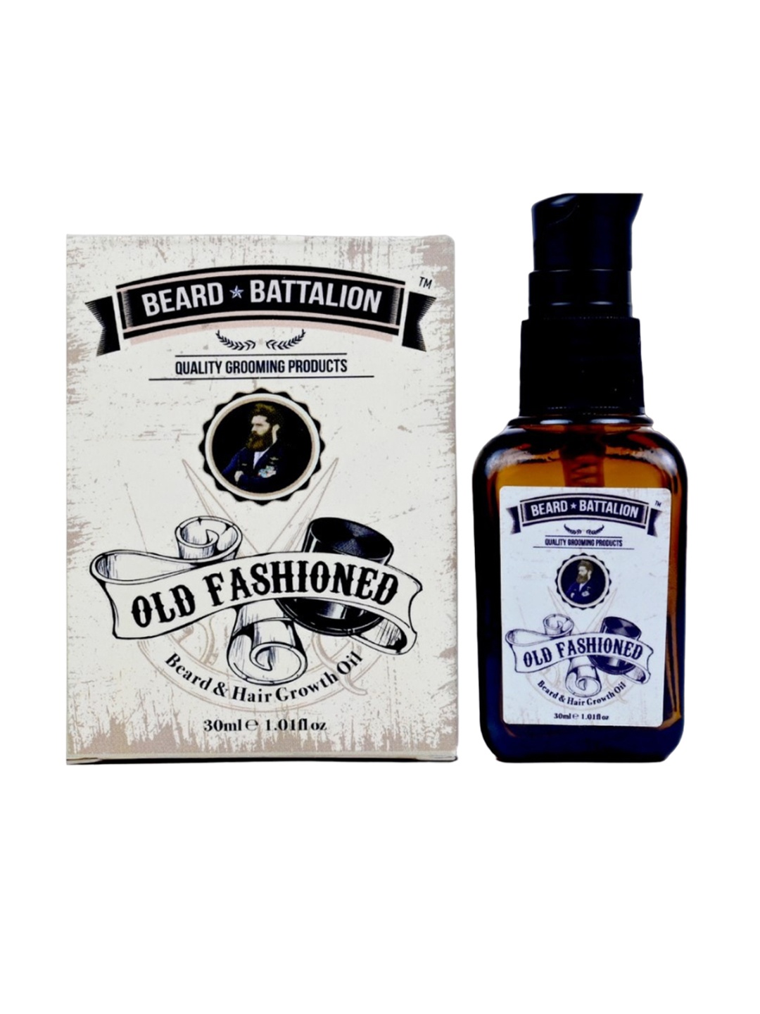 

Beard Battalion Men Old Fashion Beard & Hair Growth Oil - 30ml, White