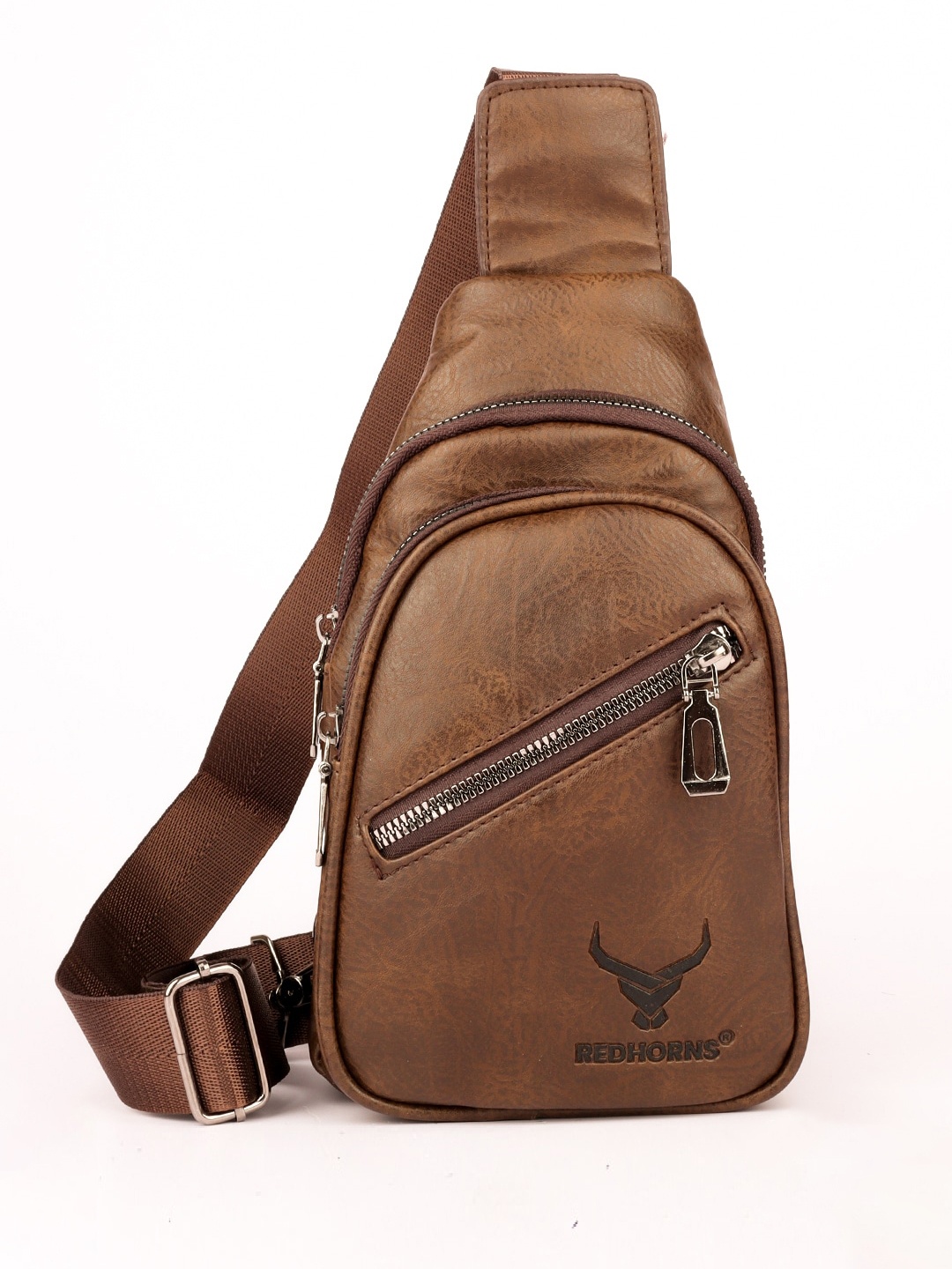 

REDHORNS Unisex Crossbody Backpack With USB Charging Port, Brown