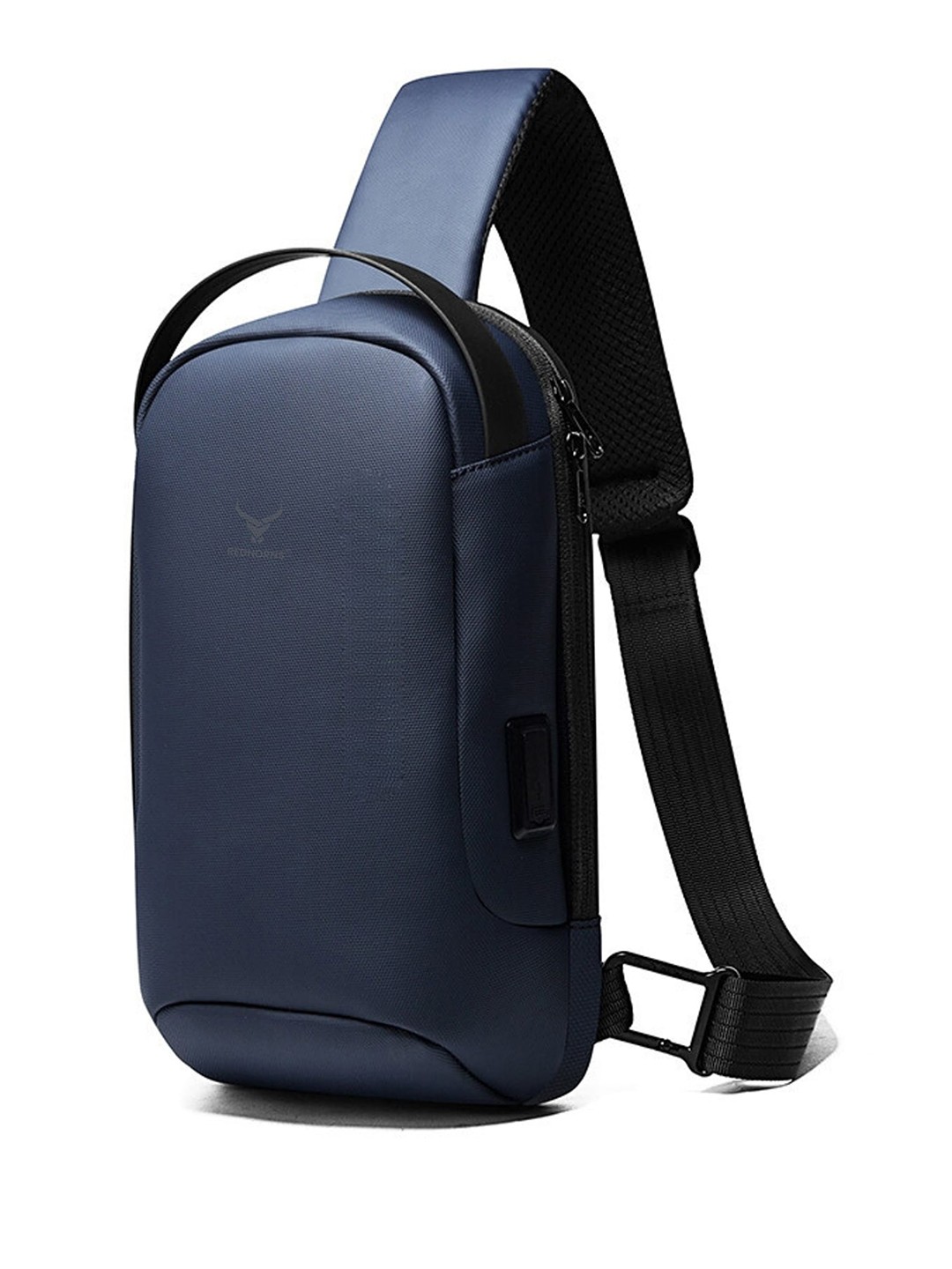 

REDHORNS Unisex Crossbody Backpack With USB Charging Port, Navy blue