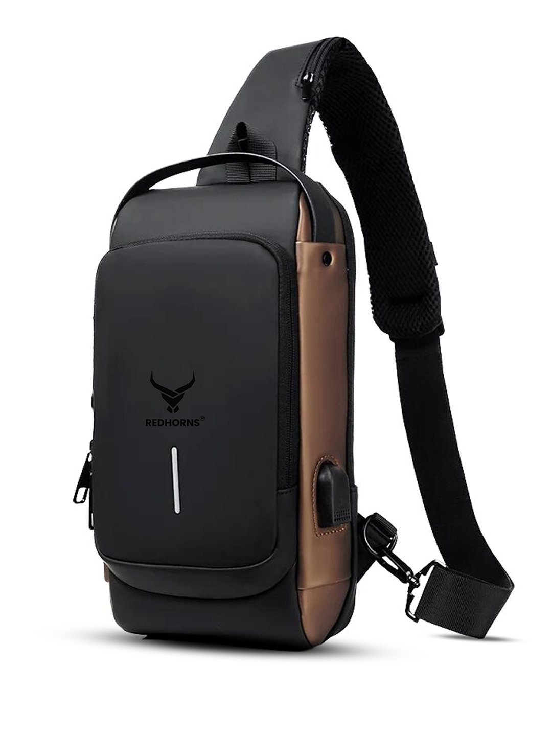 

REDHORNS Unisex Crossbody Backpack With USB Charging Port, Charcoal