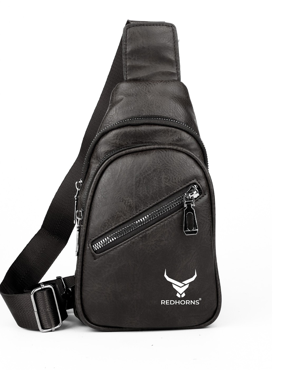 

REDHORNS Unisex Brand Logo Crossbody Backpack, Black