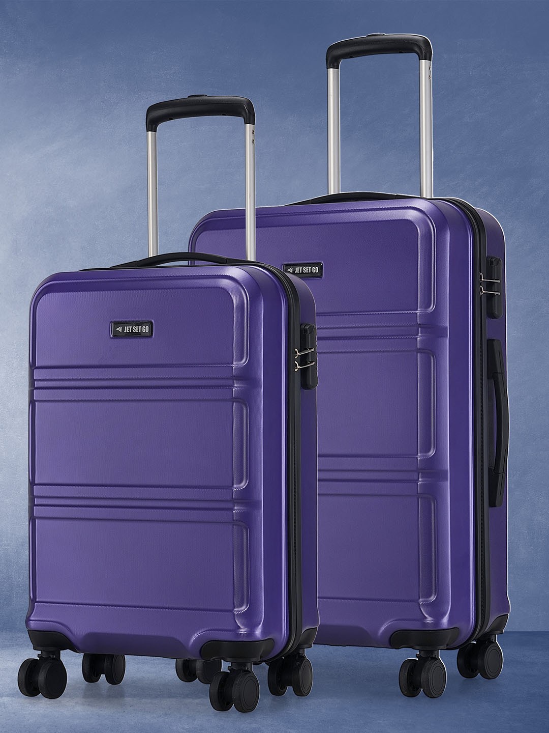 

Nasher Miles Jet Set Go Dollar Set Of 2 Textured Hard Suitcase Trolley Bags, Purple