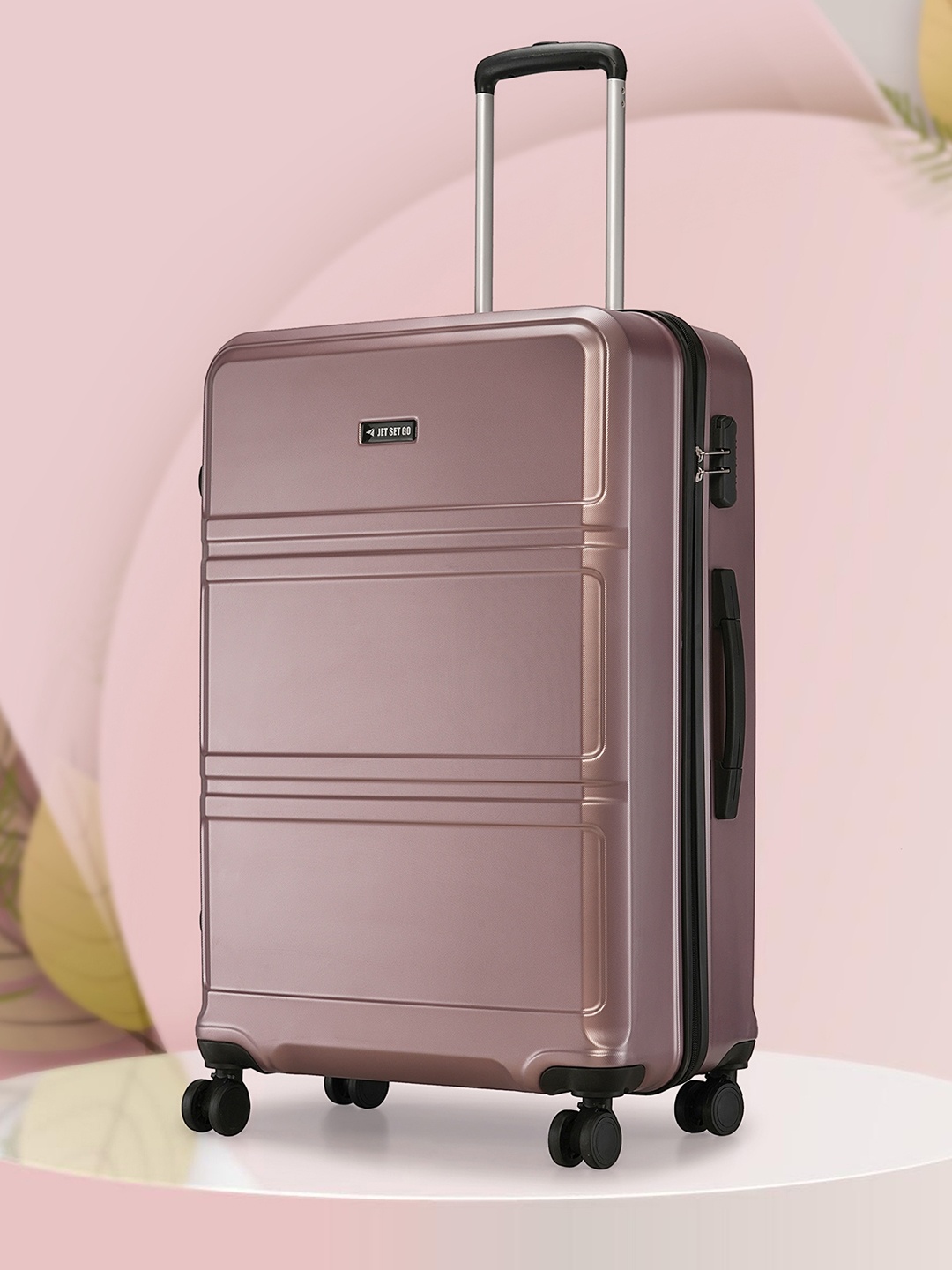 

Nasher Miles Jet Set Go Dollar Textured Lightweight Hard Sided Large Trolley Bags- 75 cm, Rose gold