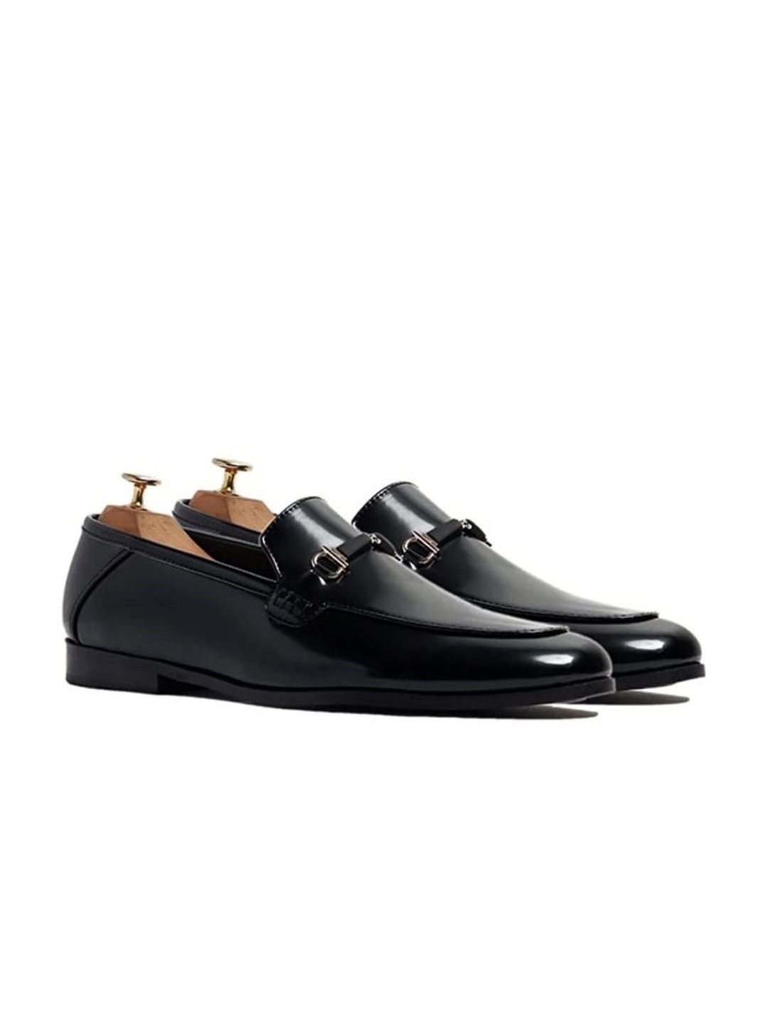 

GRIFFIN Men Round Toe Horsebit Loafers, Black