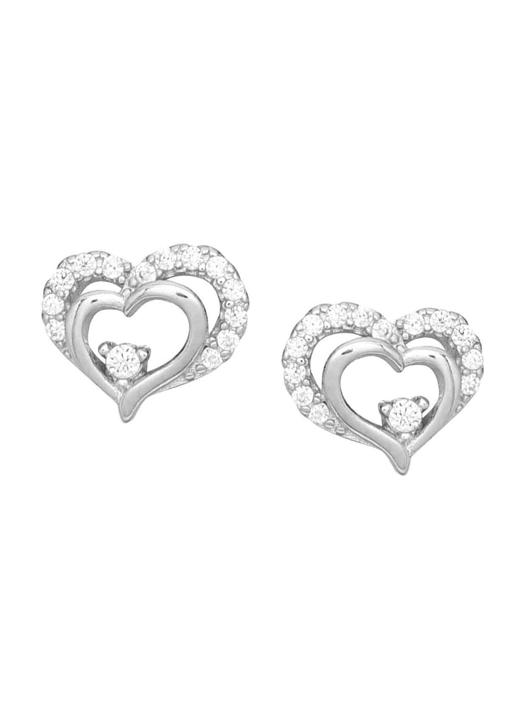 

Abhooshan 92.5 Sterling Silver Cubic Zirconia Heart Shaped Stud Earrings