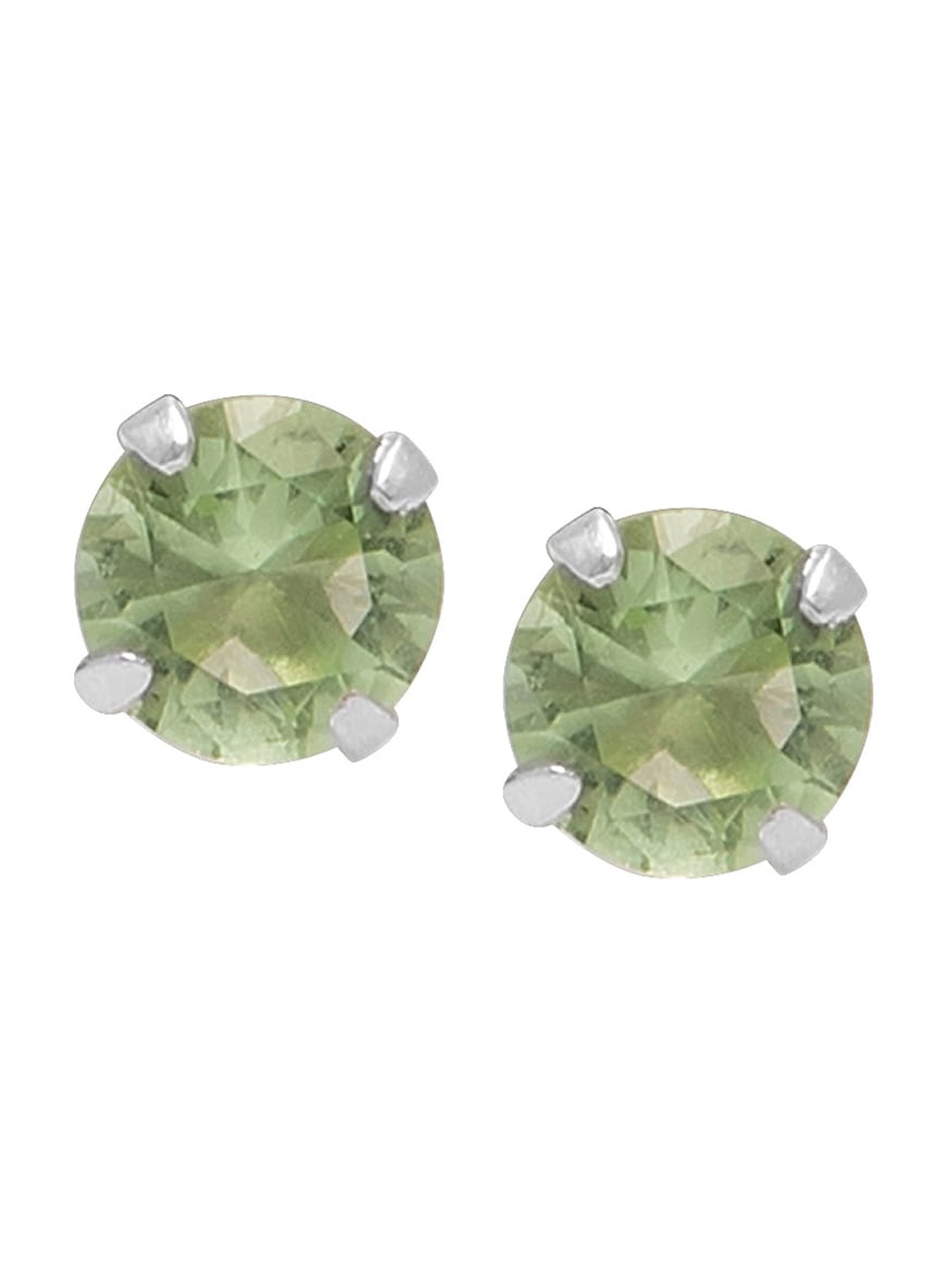 

Abhooshan 925 Sterling Silver Cubic Zirconia-Studded Circular Studs Earrings, Green