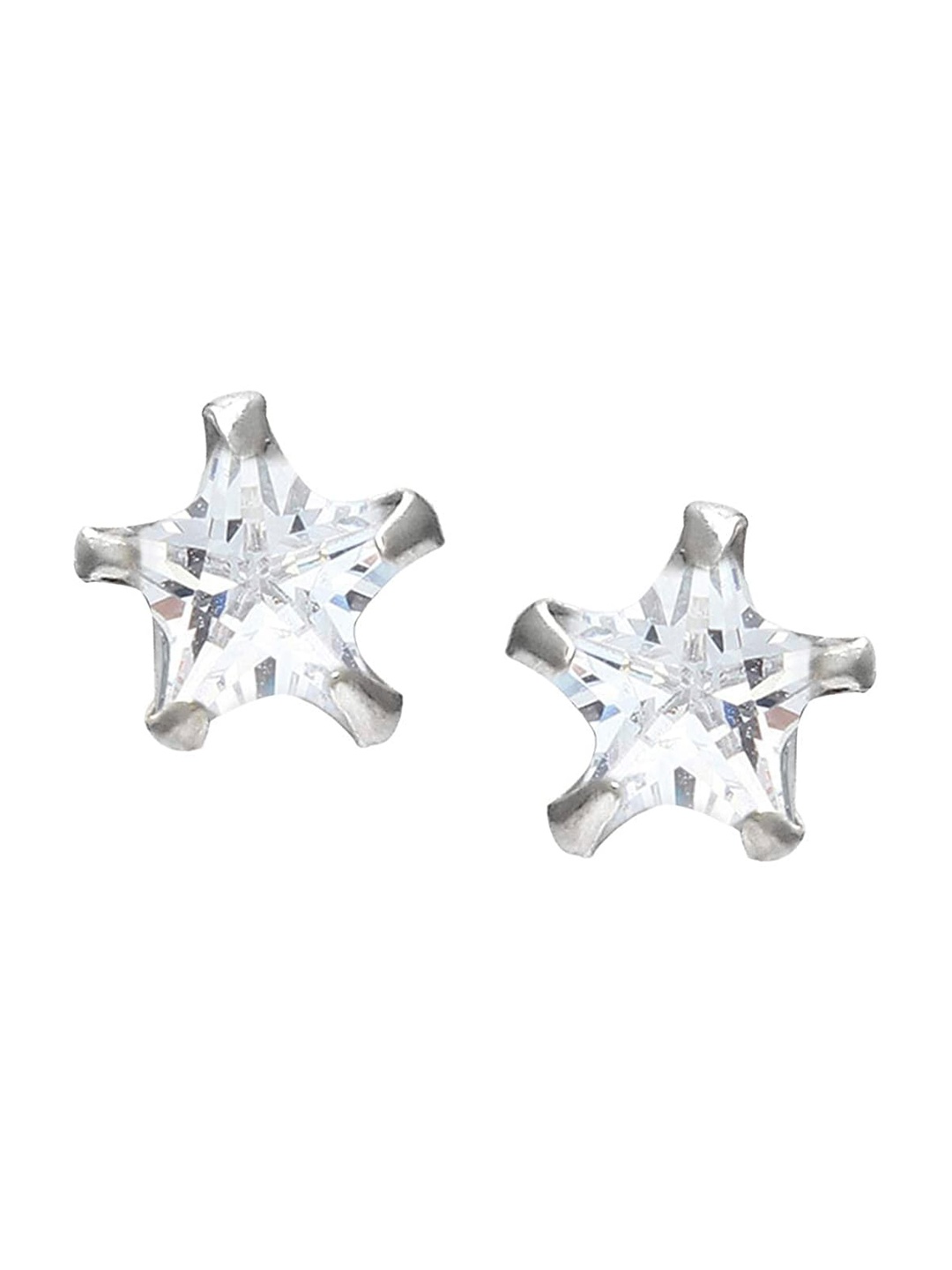 

Abhooshan 925 Sterling Silver Cubic Zirconia Star Shaped Studs Earrings