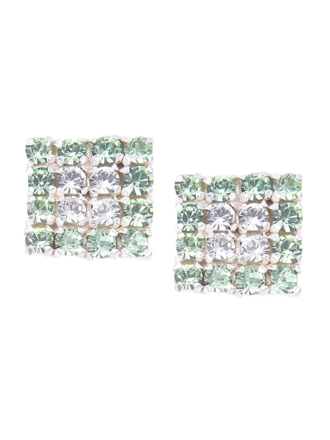 

Abhooshan Crystals-Studded Square Stud Earrings, Green