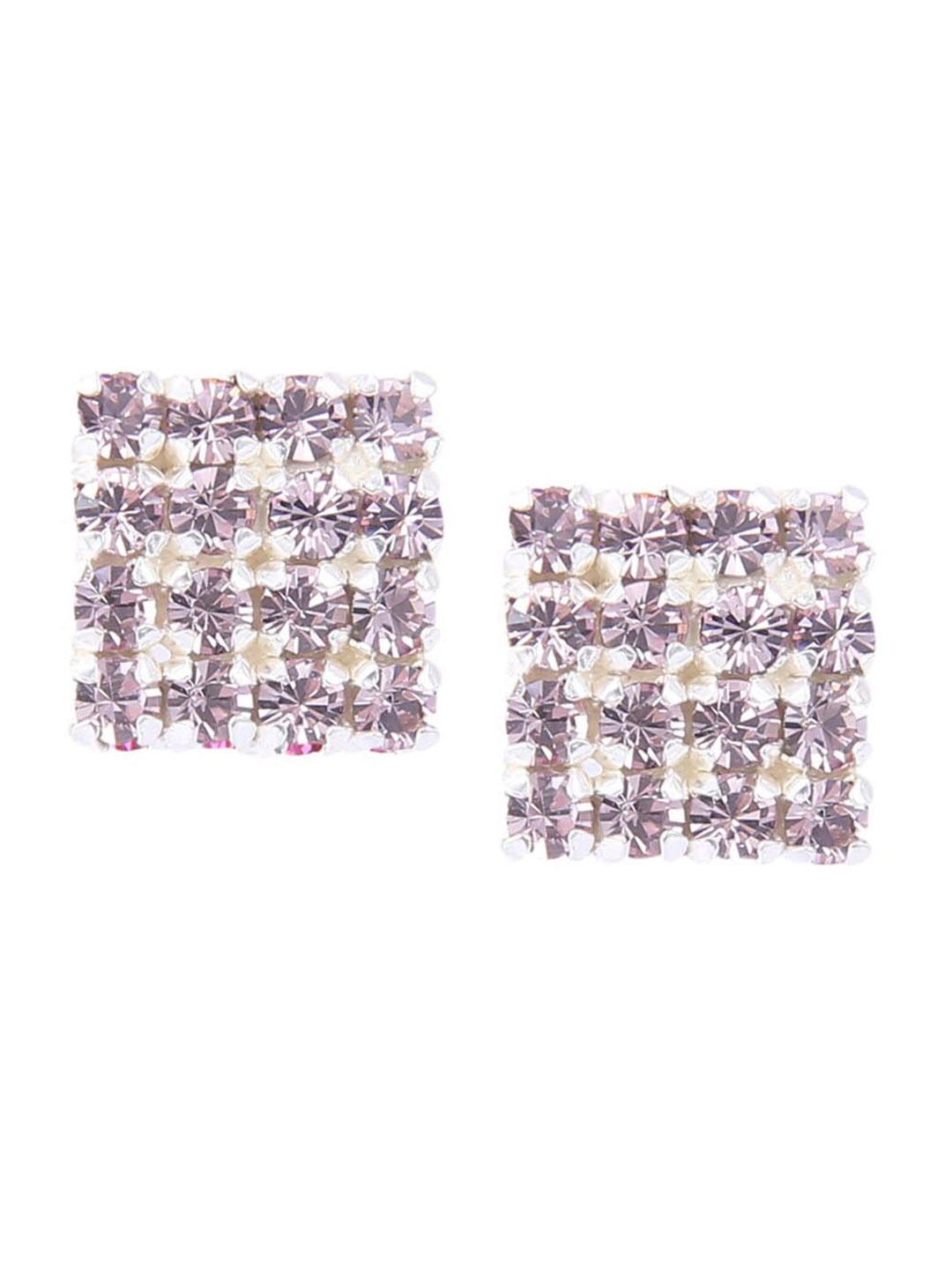 

Abhooshan Sterling Silver Crystals-Studded Square Stud Earrings, Purple