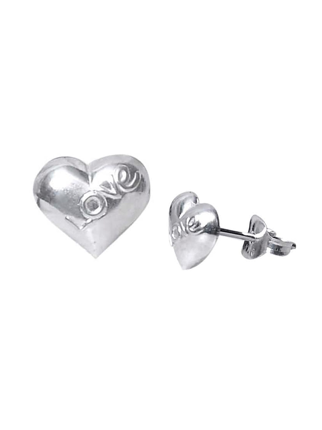 

Abhooshan 92.5 Sterling Silver Heart Shaped Studs Earrings