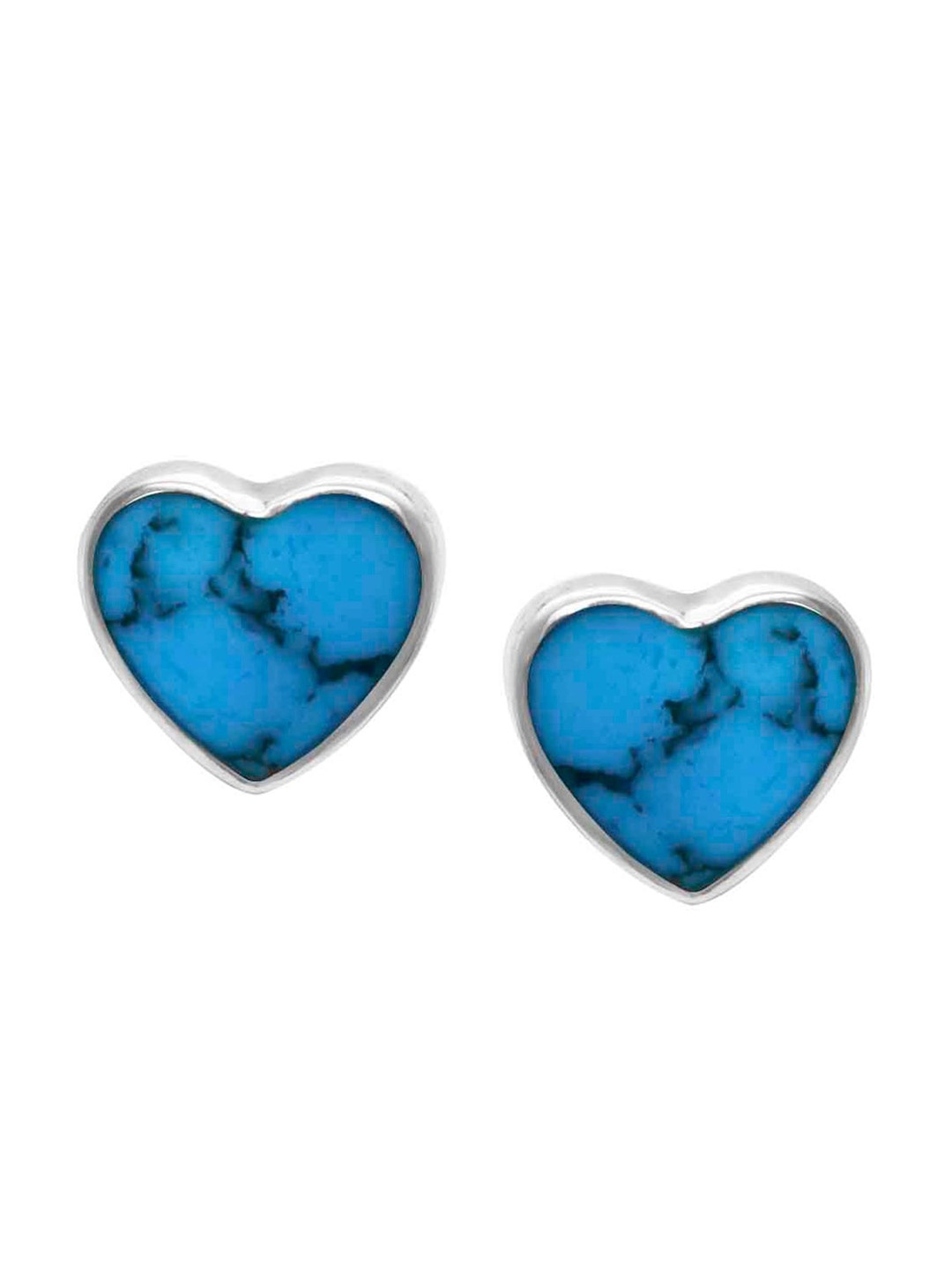 

Abhooshan Mother of Pearl 92.5 Sterling Silver Heart Shaped Studs Earrings, Turquoise blue