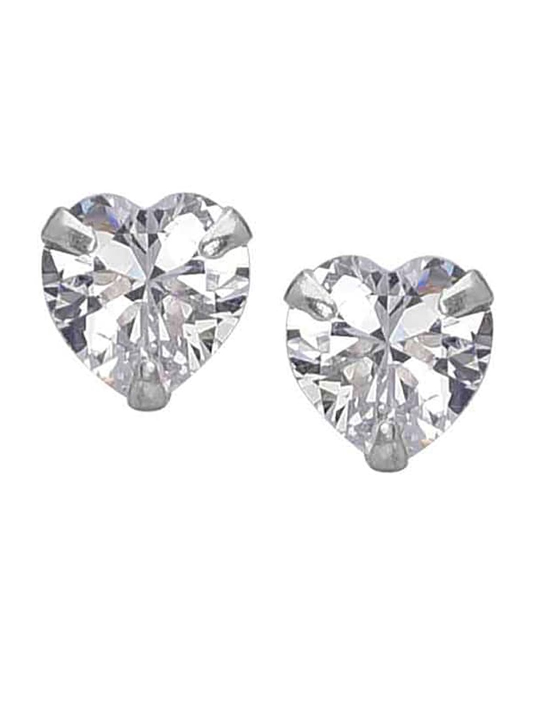 

Abhooshan 925 Silver Heart Shaped CZ Stud Earrings